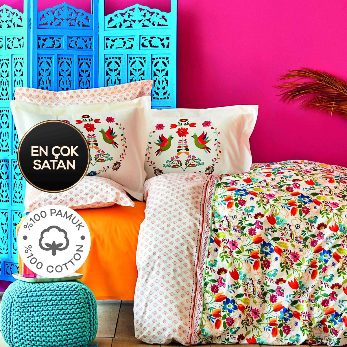 % 100 Pamuk Çift Kişilik Pike Hediyeli Nevresim Takımı