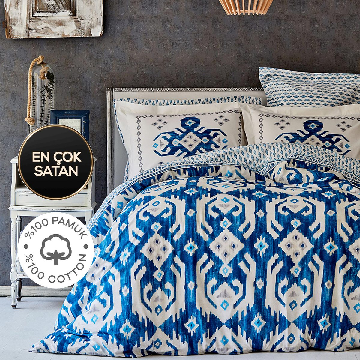 % 100 Pamuk Çift Kişilik Pike Hediyeli Nevresim Takımı