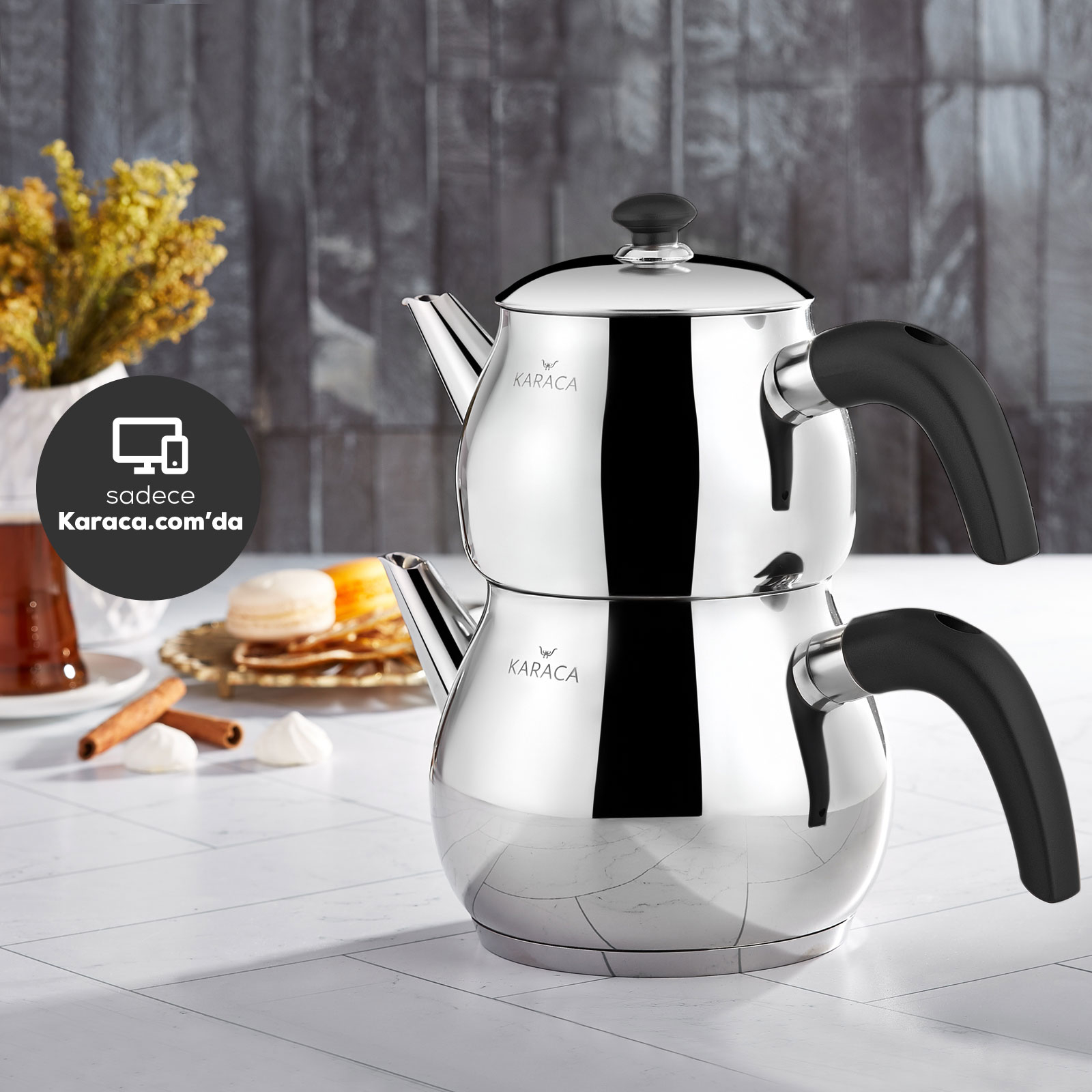 Adelya Mini Boy Siyah Çaydanlık Takımı