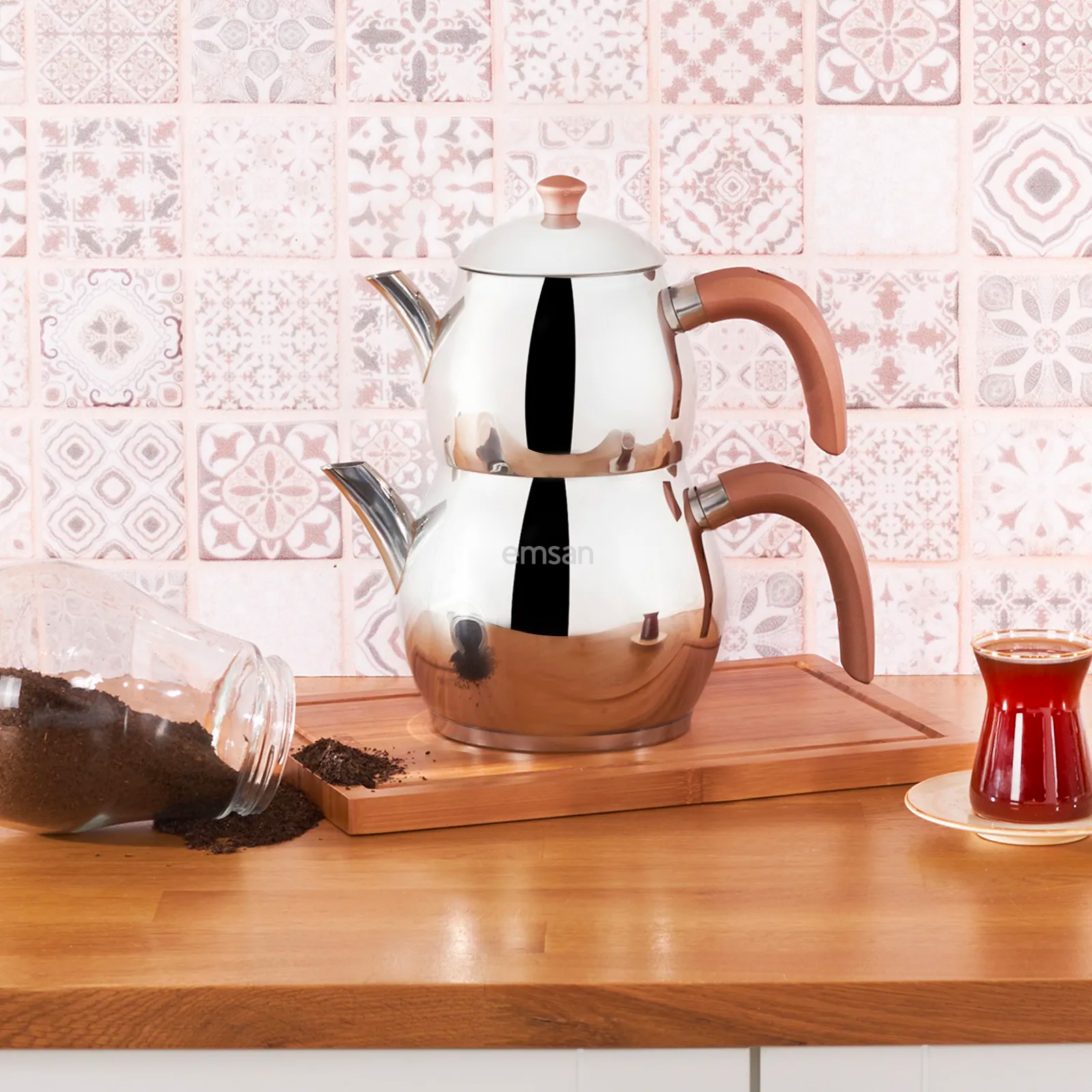 Adelya Mini Boy Siyah Çaydanlık Takımı