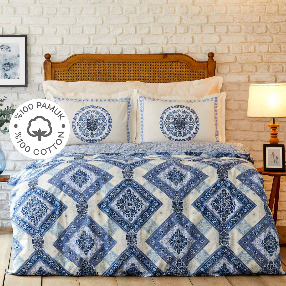 % 100 Pamuk Çift Kişilik Pike Hediyeli Nevresim Takımı Ürün ismi