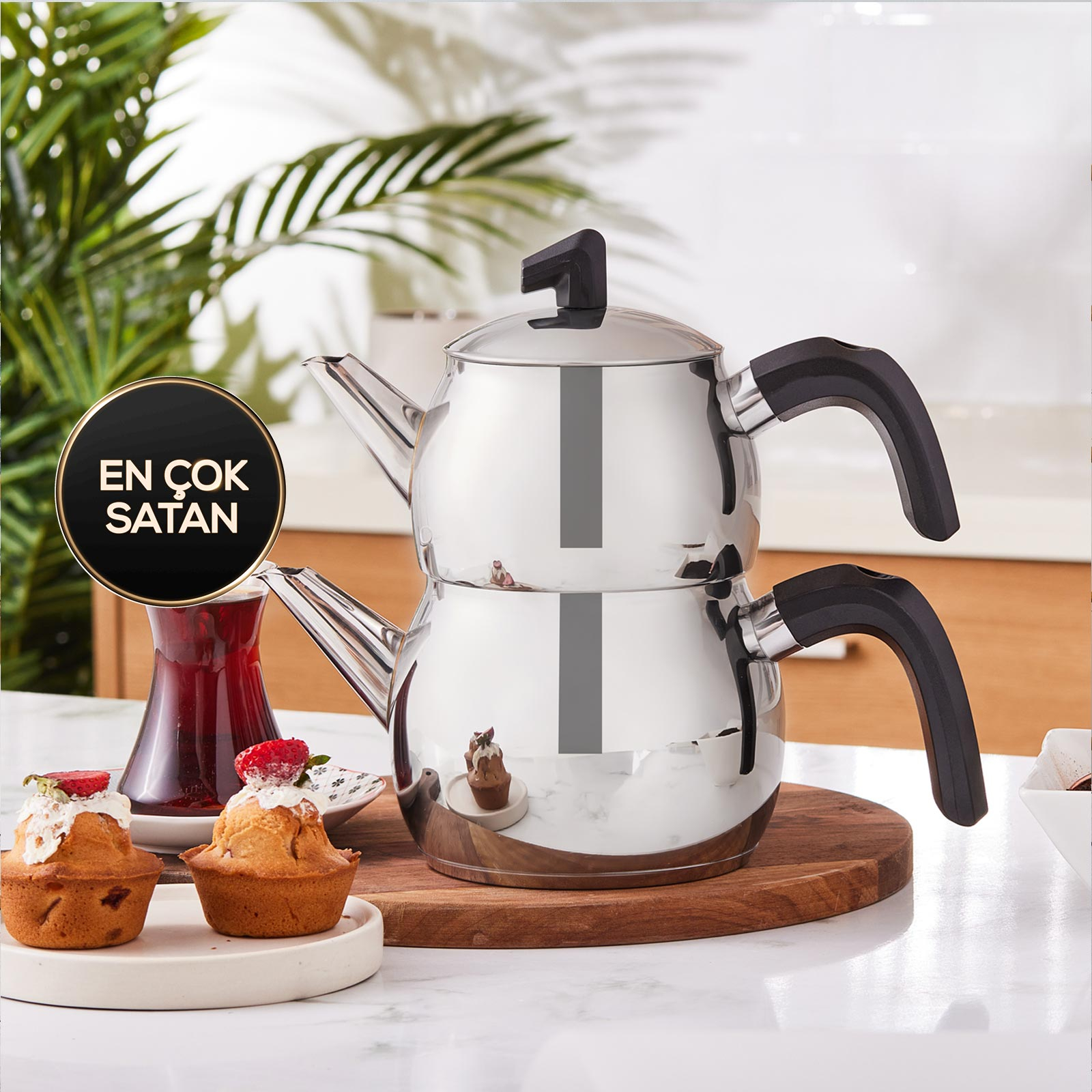 Adelya Mini Boy Siyah Çaydanlık Takımı