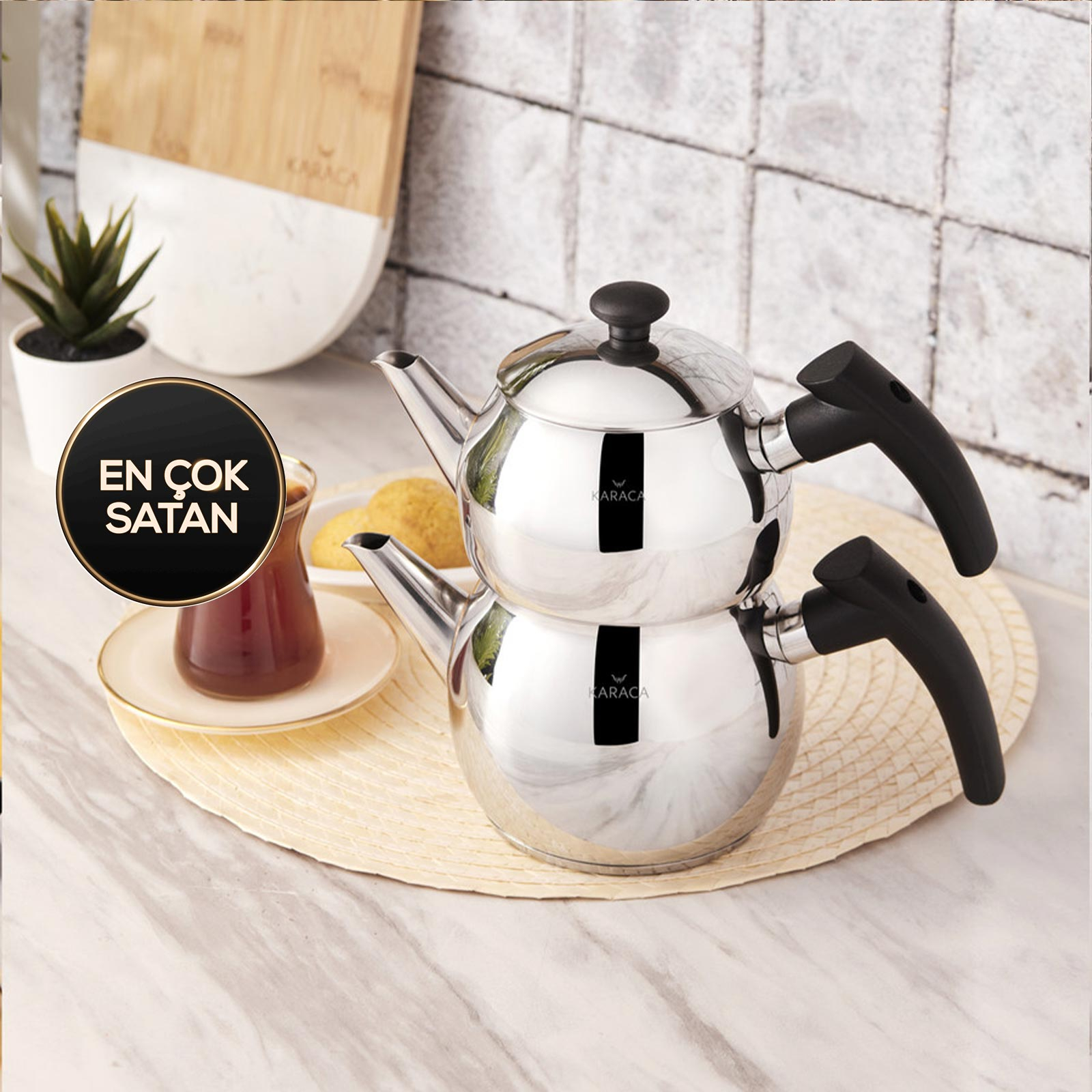 Adelya Mini Boy Siyah Çaydanlık Takımı